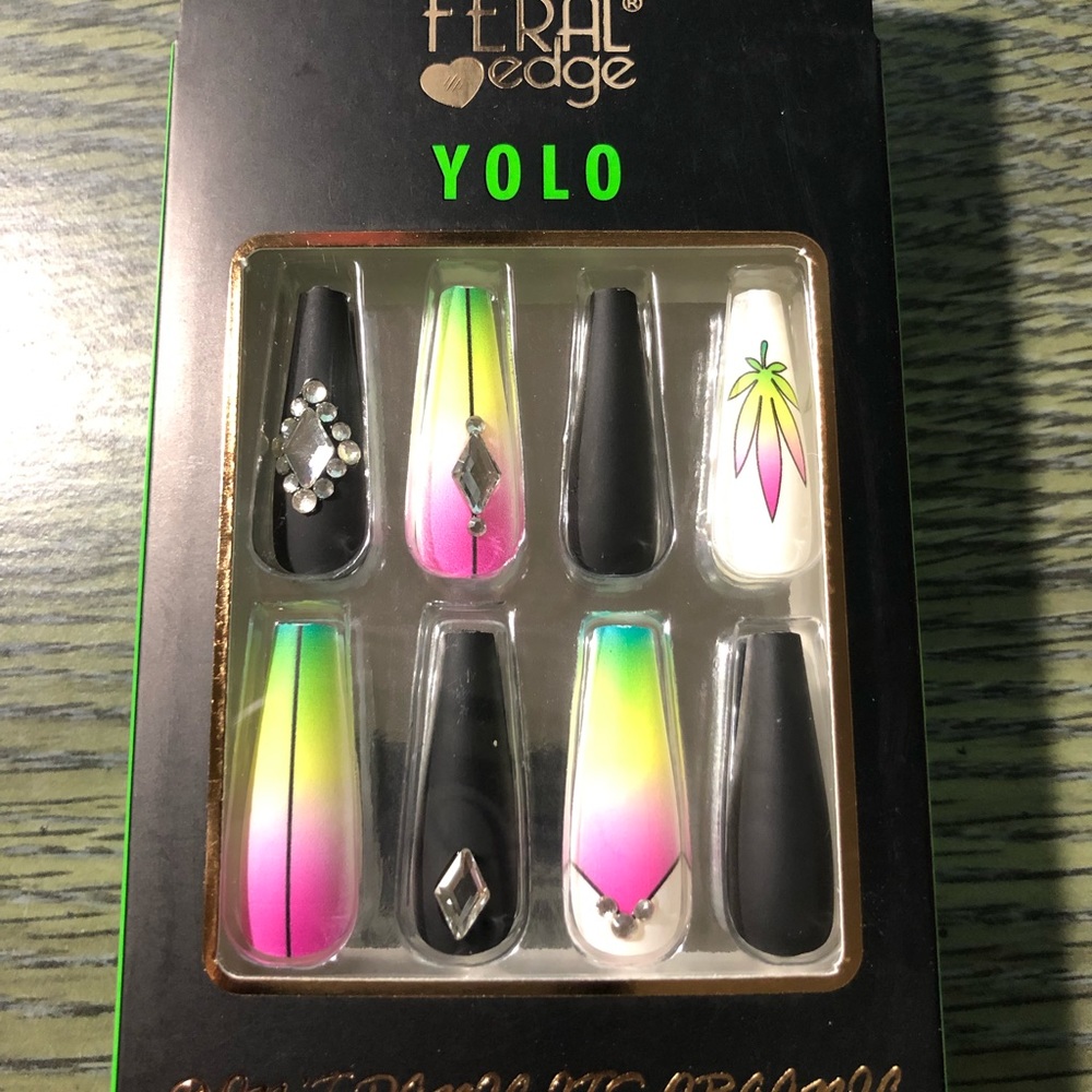 Feral Edge Press-on Glue-on Long Coffin Nails 24pcs